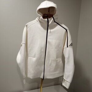 ADIDAS CREAM LONG SLEEVE HOODIE WITH BLACK TRIM MEN SIZE XL